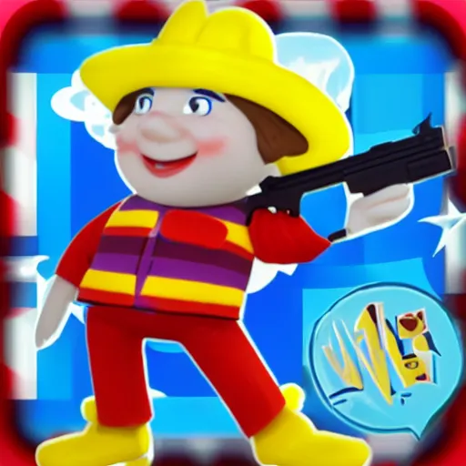 Image similar to noddy with a gun