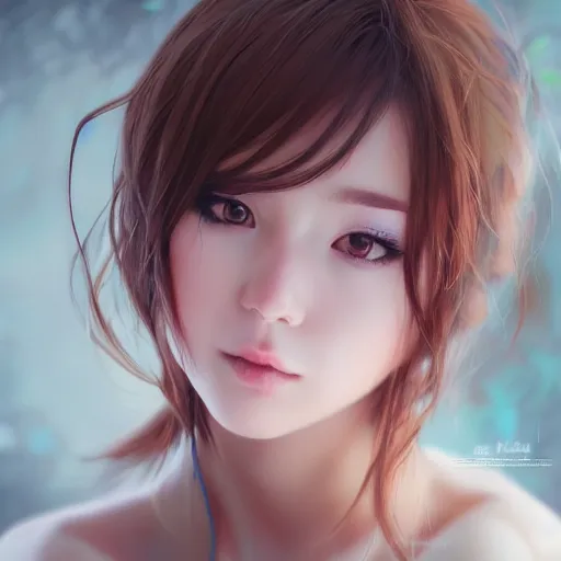 Image similar to realistic detailed semirealism beautiful gorgeous natural cute Mommy AI artwork drawn full HD 4K high resolution quality artstyle professional artists WLOP, Aztodio, Taejune Kim, Guweiz, Pixiv, Instagram, Artstation