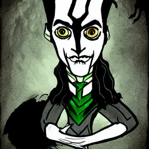 Image similar to loki drawn by tim burton