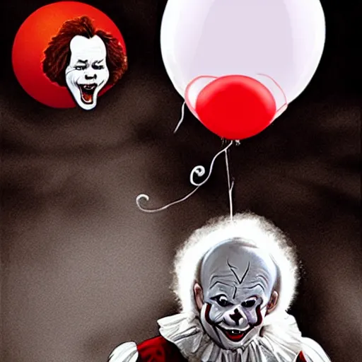 Prompt: Vladimir Putin as Pennywise the clown from It by Stephen King