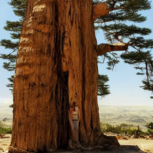 Prompt: photograph of cedar of lebanon shaped like masculine strong man, photography