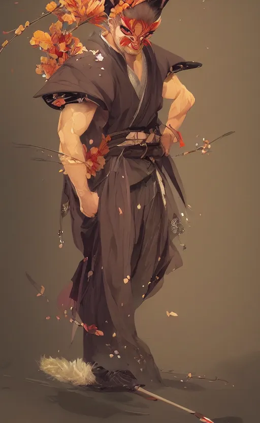 Image similar to An beautiful digital painting of a beautiful man with fox ears and nine tails wearing a kimono, by Stanley Artgerm Lau, WLOP, Rossdraws, James Jean, Andrei Riabovitchev, Marc Simonetti, and Sakimichan, tranding on artstation, SFW version