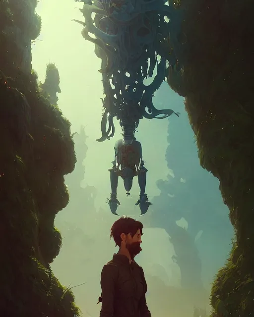 Image similar to highly detailed surreal vfx portrait of a mythpunk knight stephen bliss, unreal engine, greg rutkowski, loish, rhads, beeple, makoto shinkai and lois van baarle, ilya kuvshinov, rossdraws, tom bagshaw, alphonse mucha, global illumination, detailed and intricate environment