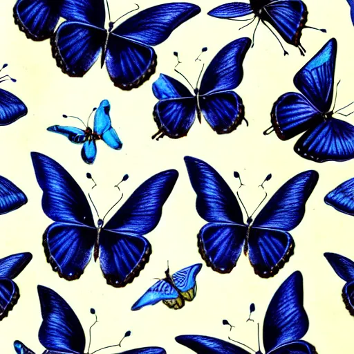 blue butterflies pattern vintage illustration pattern, | Stable ...