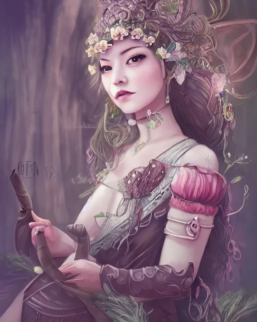 Prompt: a beautiful female fantasy portrait by bearbrickjia