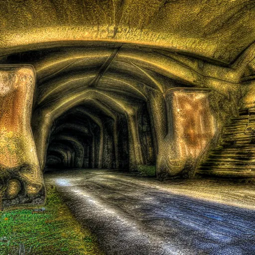 Image similar to a troll living under a medieval bridge realistic 3 5 mm hdr professional photograph