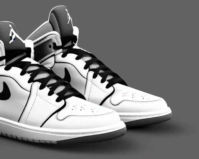 Image similar to 3D render of mid height air jordan sneakers with the joker design, cinematic, studio lighting, award winning, highly detailed, 4k, hd, sharp