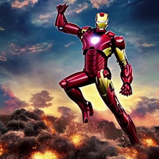 Image similar to iron man holding thousands hammer