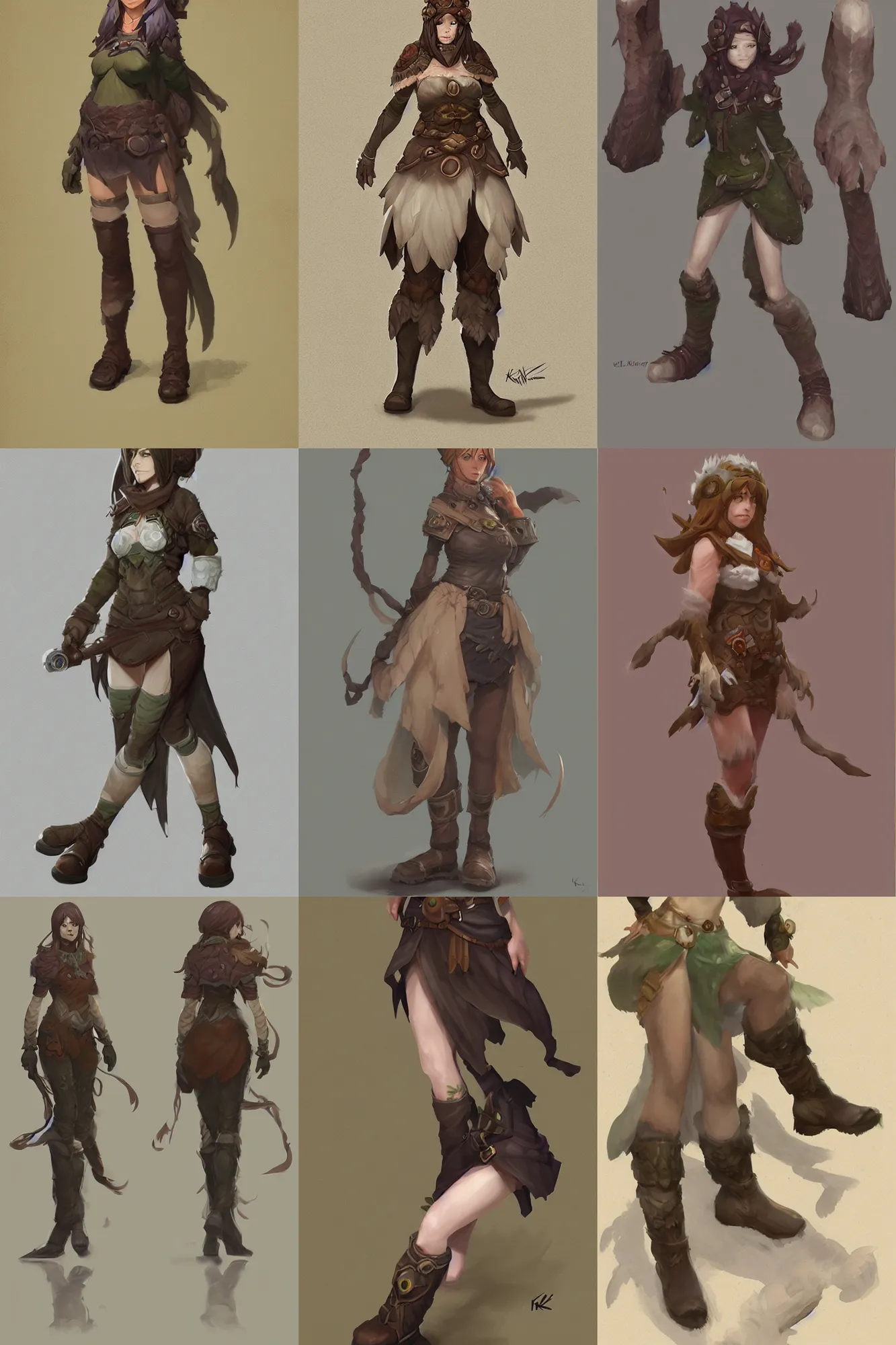 Prompt: detailed face, visible boots and feet, full body female druid by krenz cushart