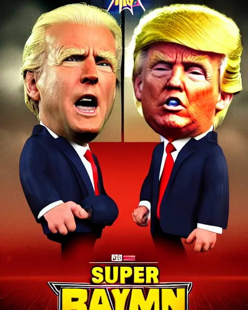 Prompt: super saiyan joe biden and super donald trump on a movie poster, realistic, hd, cinematic,