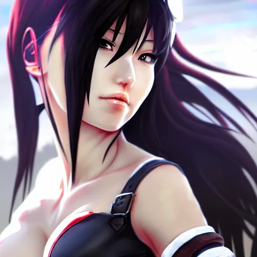 Image similar to alternate outfit of tifa lockhart by wlop, rossdraws, mingchen shen, bangkuart, sakimichan, yan gisuka, jeongseok lee, artstation, 4k