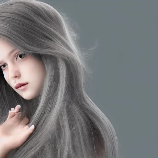 Image similar to girl with a gray octopus for hair, beautiful face, pretty face, photorealistic, 4 k resolution, wide angle lens, 1 5 mm, depth of field, serene, digital art.