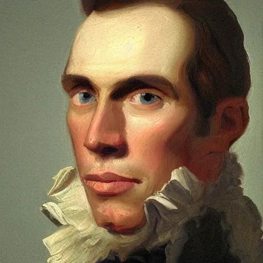 Image similar to An 18th century oil painting of Jerma985, portrait of Jerma985, grainy, realistic, very realistic, hyperrealistic, highly detailed, very detailed, extremely detailed, very neat, very epic, very cool, detailed, trending on artstation