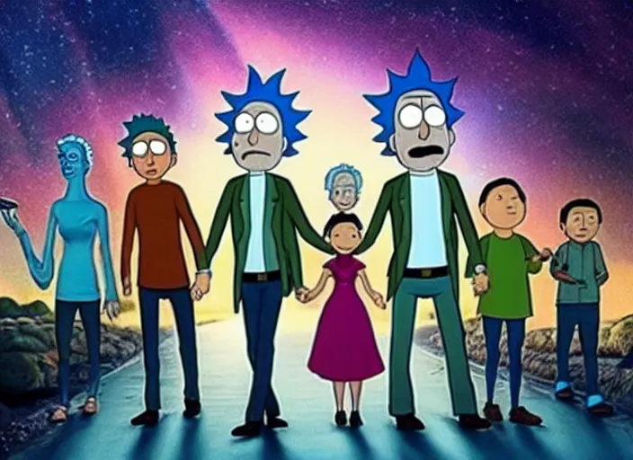 Image similar to film still of rick sanchez family portrait in the new scifi movie 4 k,,,,,,,,,,,,,,,,,,,,,,,,,,,,,,,,,,,,,,,,,,,,,,,, rick and morty