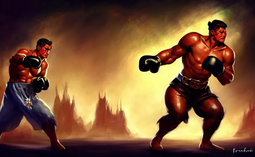 Image similar to magic : the gathering fantasy character concept art of a piece of toast wearing boxing trunks and boxing gloves, by frank frazetta and marco bucci, high resolution, gritty basement club background, dramatic stadium lighting, fantasy coloring, intricate, digital painting, artstation, smooth, sharp focus