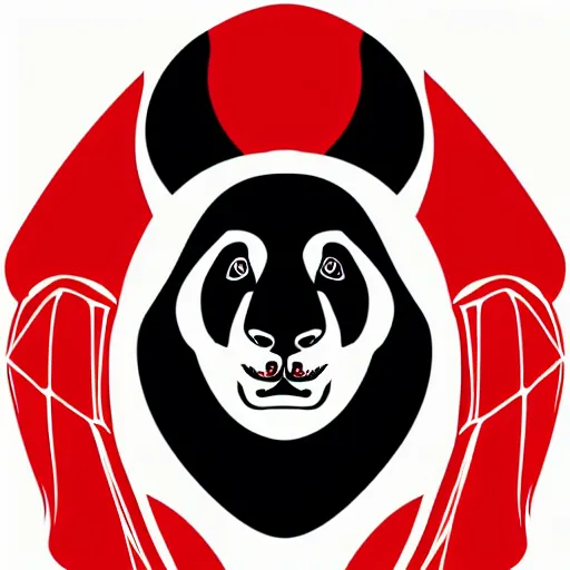 Image similar to vector art of panda with welsh dragon wings and tail, intercrossed, chimera, welsh flag, adobe illustrator