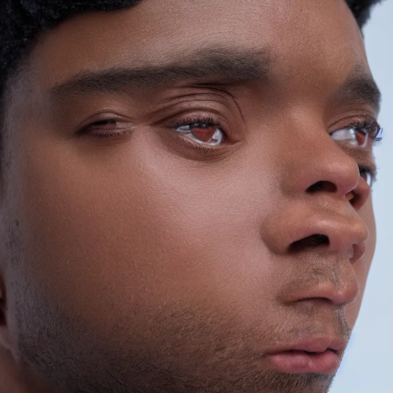 Prompt: beautiful close - up studio photograph of colorful postmodern portrait sculpture of chadwick boseman disappointed, beautiful symmetrical face accurate face detailed face realistic proportions, made of spray - painted beeswax on a pedestal by ron mueck and matthew barney and greg rutkowski, hyperrealism intense cinematic lighting shocking detail 8 k