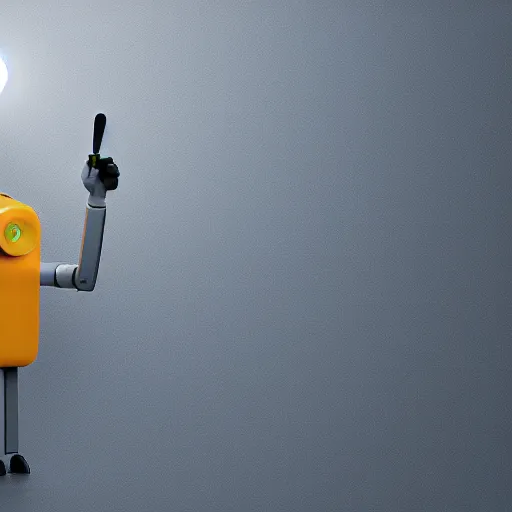 Prompt: Happy Minimalist robot in the shape of a paintbrush, beautiful lighting, sharp, details, hyper-detailed, pixar, 8K