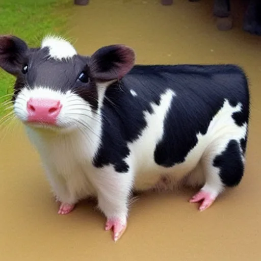 Prompt: A fusion of a cow and a ferret