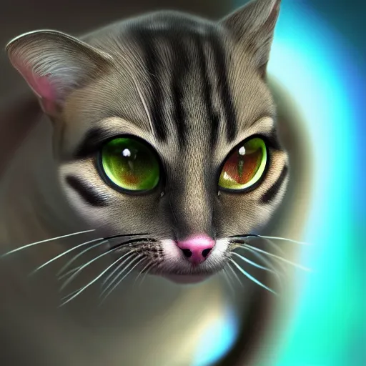 Prompt: photorealistic cat snake hybrid. hyperdetailed photorealism, 1 0 8 megapixels, amazing depth, high resolution, 3 d shading, 3 d finalrender, 3 d cinematic lighting, glowing rich colors, psychedelic overtones, artstation concept art.