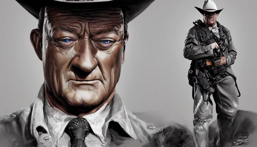 Image similar to Digital painting of John Wayne, hyperdetailed, artstation, cgsociety, 8k