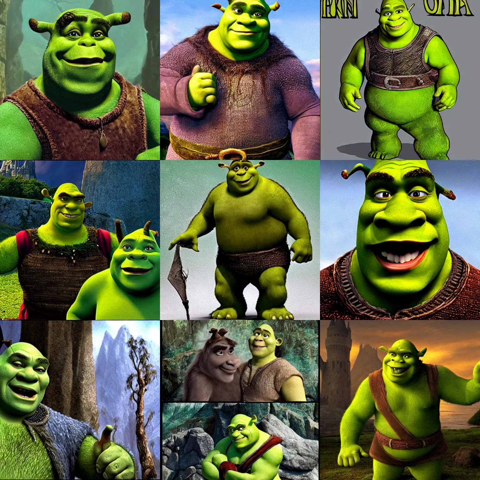 Prompt: Shrek! in lord of the rings