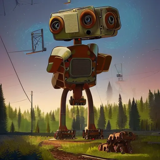 Image similar to giant quadrupedal mining robot, four legs, highly detailed body, industrial robot, photorealistic camera shot, in the style of simon stalenhag