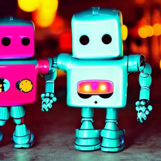 Image similar to cute robots partying