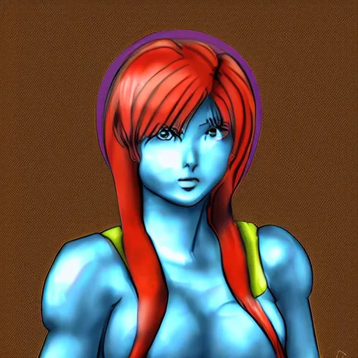 Image similar to digital art of samus aran in skirt