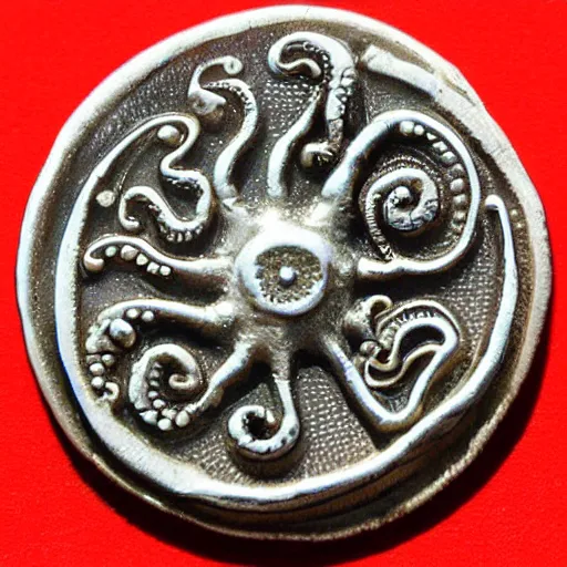 Image similar to Greek silver coin with octopus, from Syracuse, Sicily, 460-450 BC