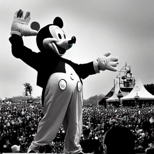 Image similar to mickey mouse performing at woodstock