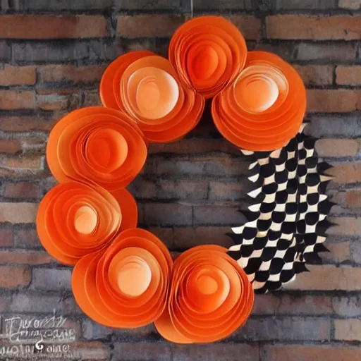 Prompt: beistle halloween decor, paper decoration, orange and black, clown