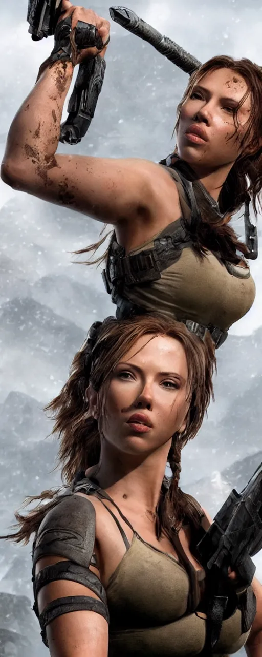 Image similar to Scarlet Johansson as Lara Croft,