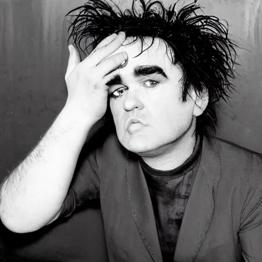 Image similar to morrissey mixed with robert smith