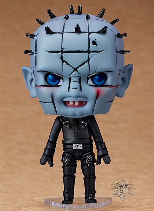 Image similar to hellraiser pinhead, an anime nendoroid of hellraiser pinhead figurine, realistic face, detailed product photo