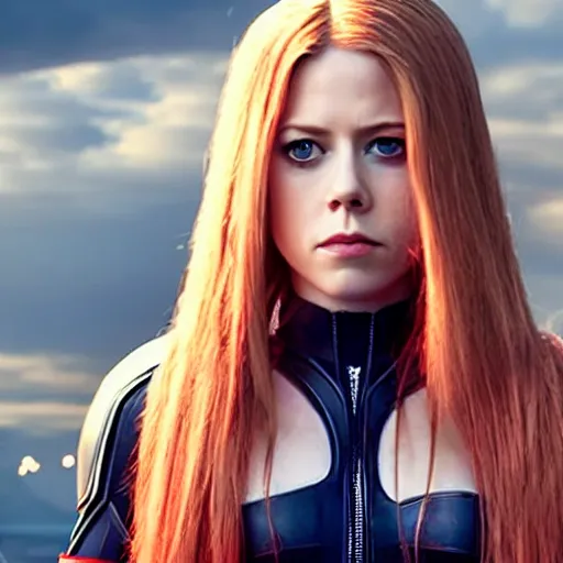 Prompt: movie still of Avril Lavigne as Black Widow, high quality, 4k