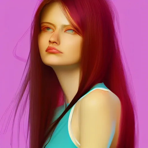 Image similar to woman with long hair, artstation, digital art, gradient background