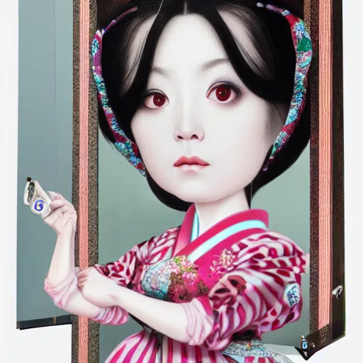 Prompt: a 3 d realistic image of a stunning women looking at the camera japonisme mark ryden pop 3 d 8 k ultra detailed