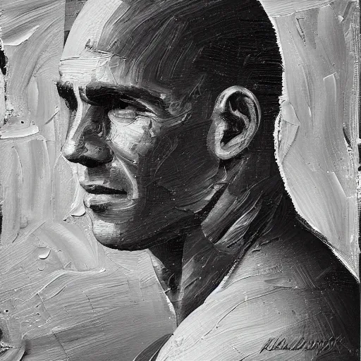 Prompt: an impasto oil painting of kelly slater!! with a moustage painted by leonadro da vinci, 5 0 mm black and white photography, high detail, 4 k resolution