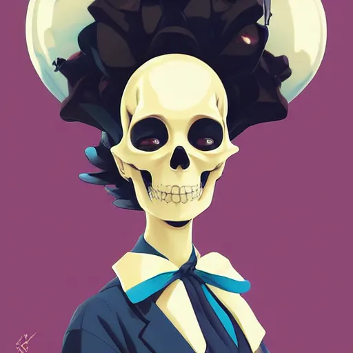 Image similar to anime skull portrait woman balloons, marge simpson, elegant, highly detailed, hard shadows and strong rim light, art by jc leyendecker and atey ghailan and sachin teng