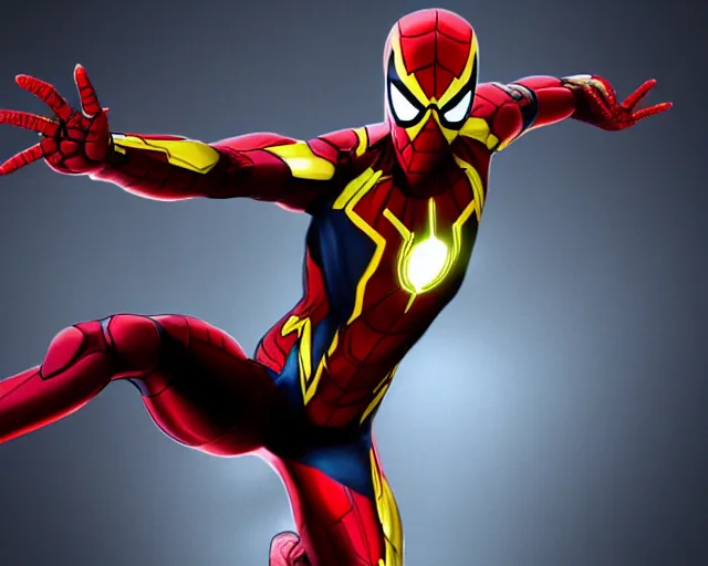 Image similar to photorealistic sketch of the mcu iron spider