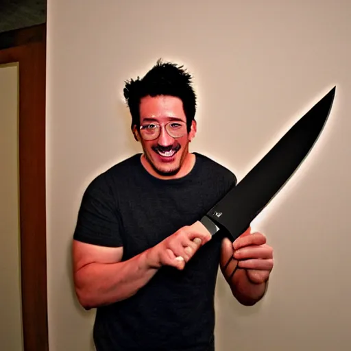 Image similar to markiplier with a knife