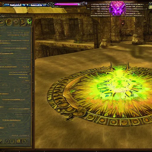 Prompt: esoteric gui for the most complex mmorpg ever designed, demonic psychedelic extreme allegorical