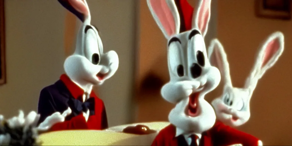 Image similar to a still of bugs bunny in twin peaks ( 1 9 9 0 ), tv still, hq, sharp, highly detailed