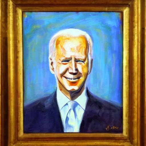 Prompt: impressionist oil painting of a ghost looking like joe biden