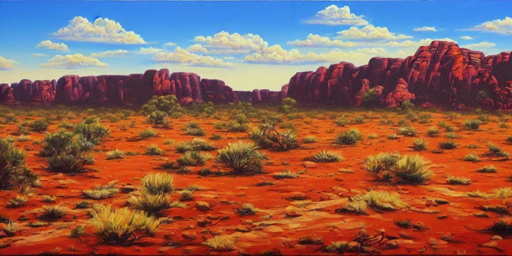 Prompt: The Australian Outback, professional painting, oil painting, landscape