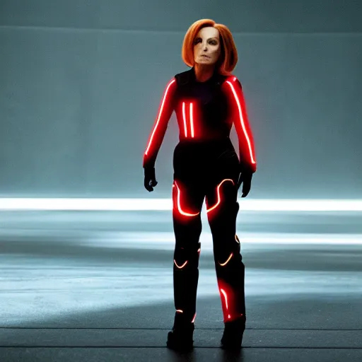 Prompt: Dana Scully in tron legacy (2010)
