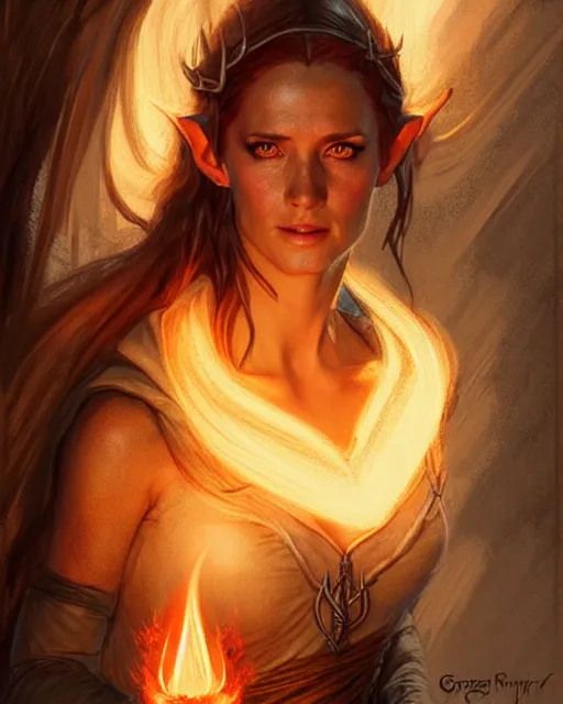 Image similar to a female elvish sorceress casting a fireball | | pencil sketch, realistic shaded, fine details, realistic shaded lighting poster by greg rutkowski, magali villeneuve, artgerm, jeremy lipkin and michael garmash and rob rey