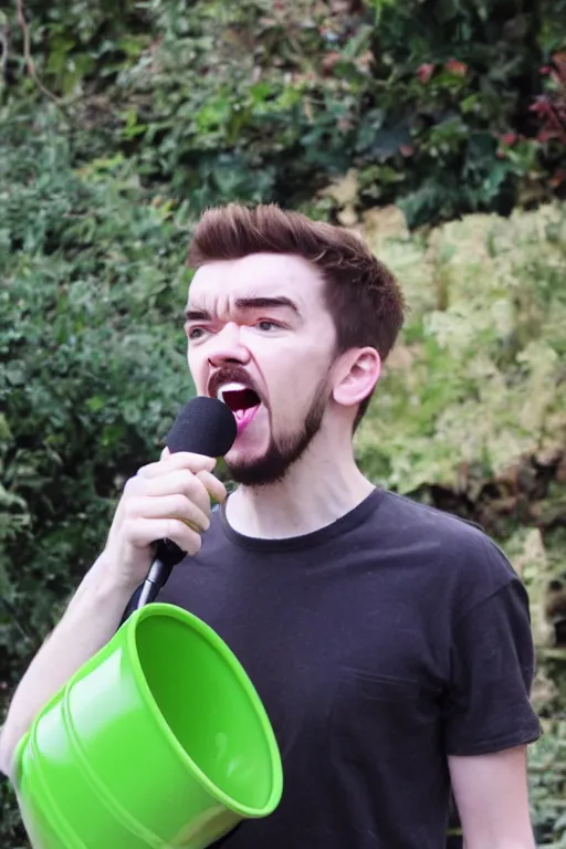 Image similar to jacksepticeye yelling at a bucket