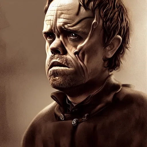 Image similar to peter dinklage as hannibal lecter, digital painting, extremely detailed, 4 k, intricate, brush strokes, mark arian, artgerm, bastien lecouffe - deharme